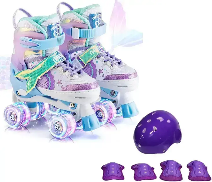 1. Patins Infantil 4 Rodas com Rodas em LED - Genérico