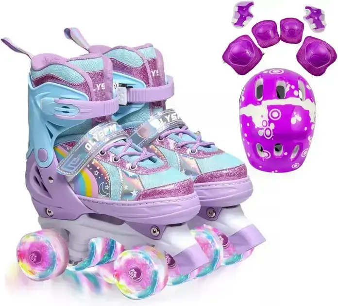 1. Patins Infantil 4 Rodas Quad com Kit de Proteção - Genérico