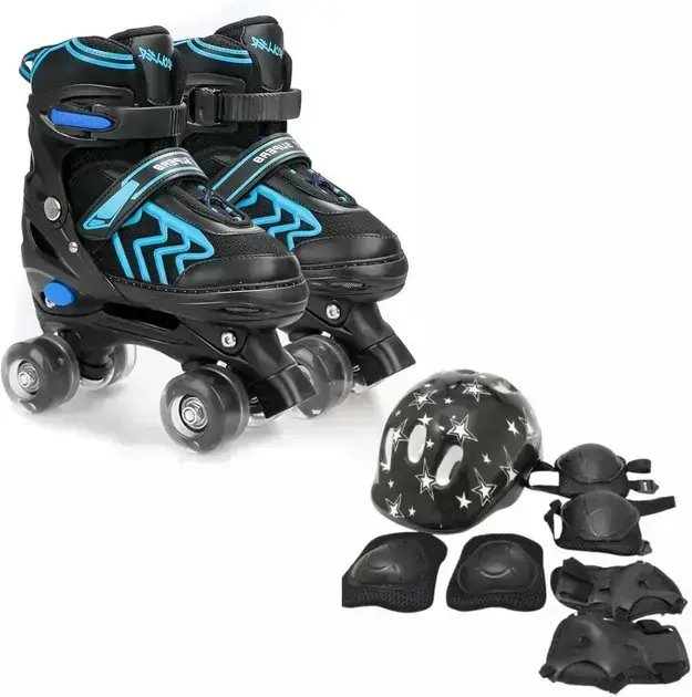 1. Patins Infantil de 4 Rodas com Kit de Proteção - Genérico