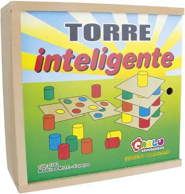 6. Torre Inteligente Jogo de Madeira - Carlu Brinquedos